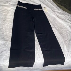 Anthropologie Black Wide-Leg Maeve Embellished Pocket Pants